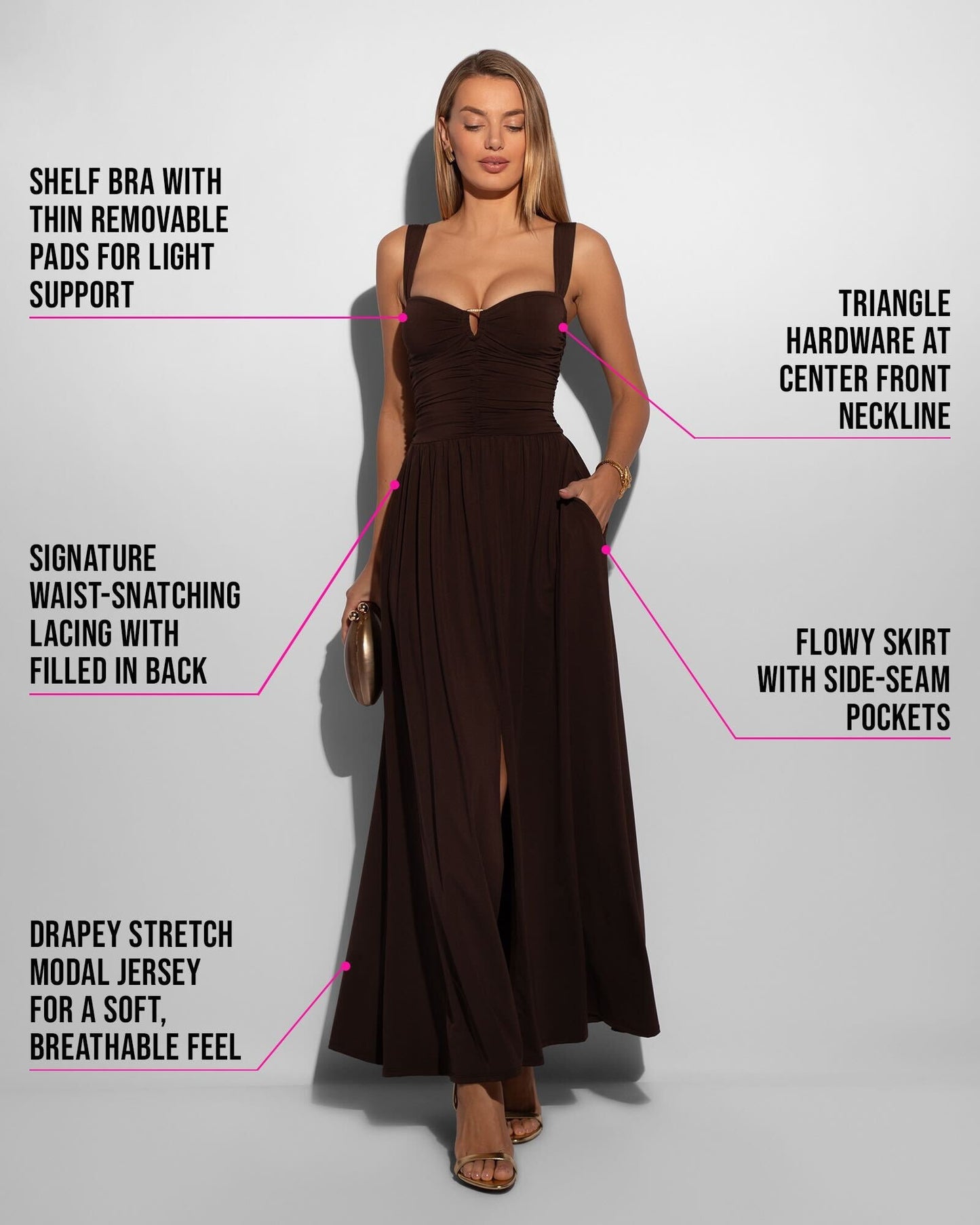 Goddessy Maxi Dress - Espresso - samana vibes