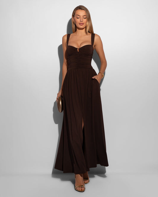 Goddessy Maxi Dress - Espresso - samana vibes