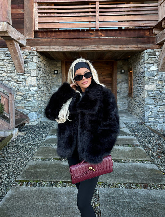 Ally Fur Coat - Black - samana vibes