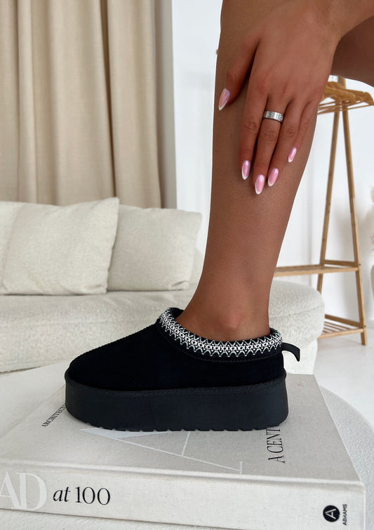 Tazzie Platform Mules - Black - samana vibes