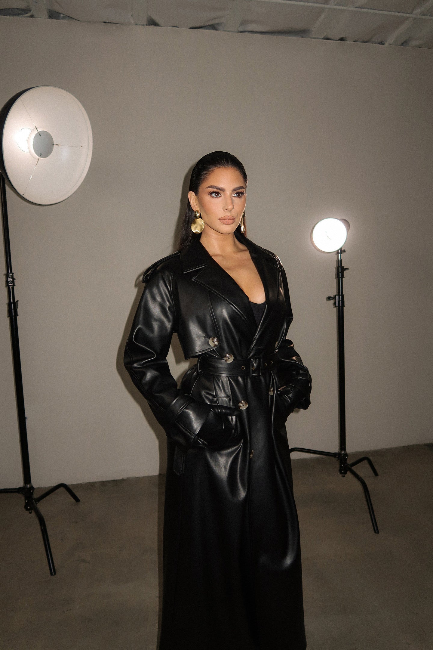 Black Odin Faux Leather Coat - samana vibes