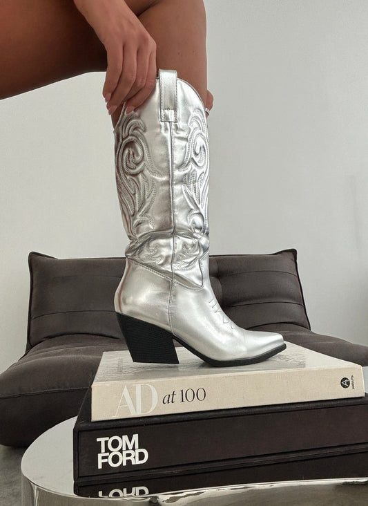 Cowboy Boots - Silver - samana vibes