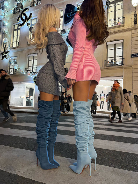 Denim Boots - Dark Blue - samana vibes