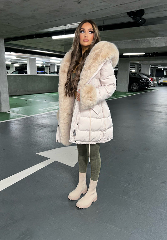 Noella Luxury Oversized Faux Fur Coat - Cream - samana vibes