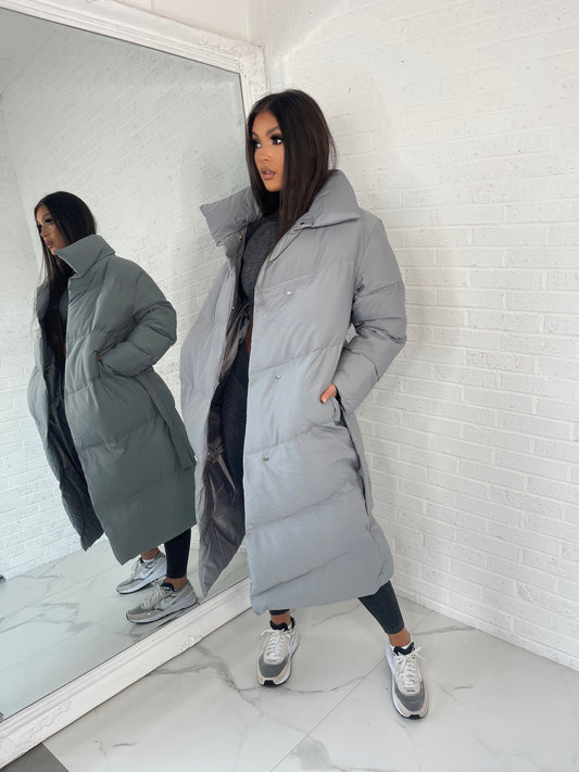Padded Duvet Coat - Grey - samana vibes