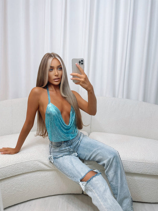 Perri Chainmail Top - Turquoise (SALE) - samana vibes