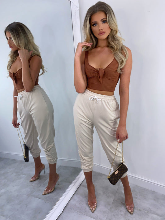 Mara Tie Crop Top - Mocha (SALE) - samana vibes