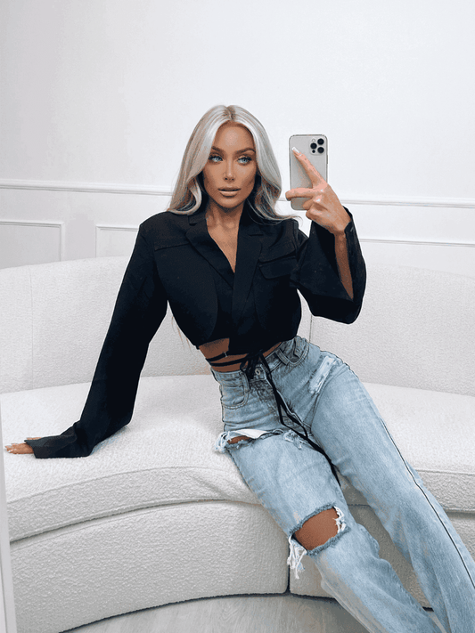 Remi Cropped Blazer - Black - samana vibes